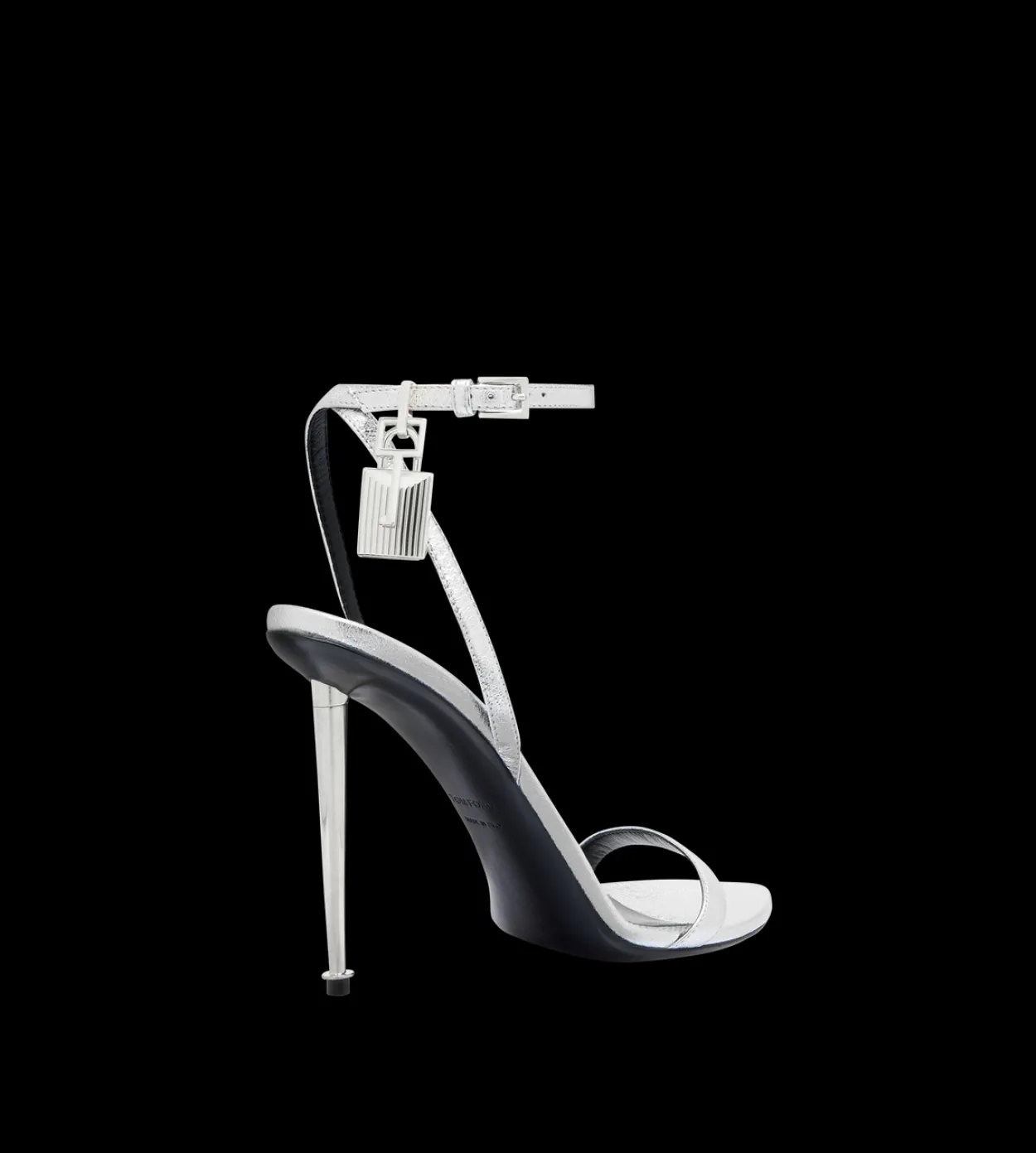 LAMINATED NAPPA LEATHER PADLOCK POINTY NAKED SANDAL