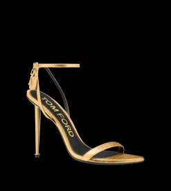 LAMINATED NAPPA LEATHER PADLOCK POINTY NAKED SANDAL