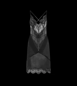 LEATHER AND LACE SLIP DRESS