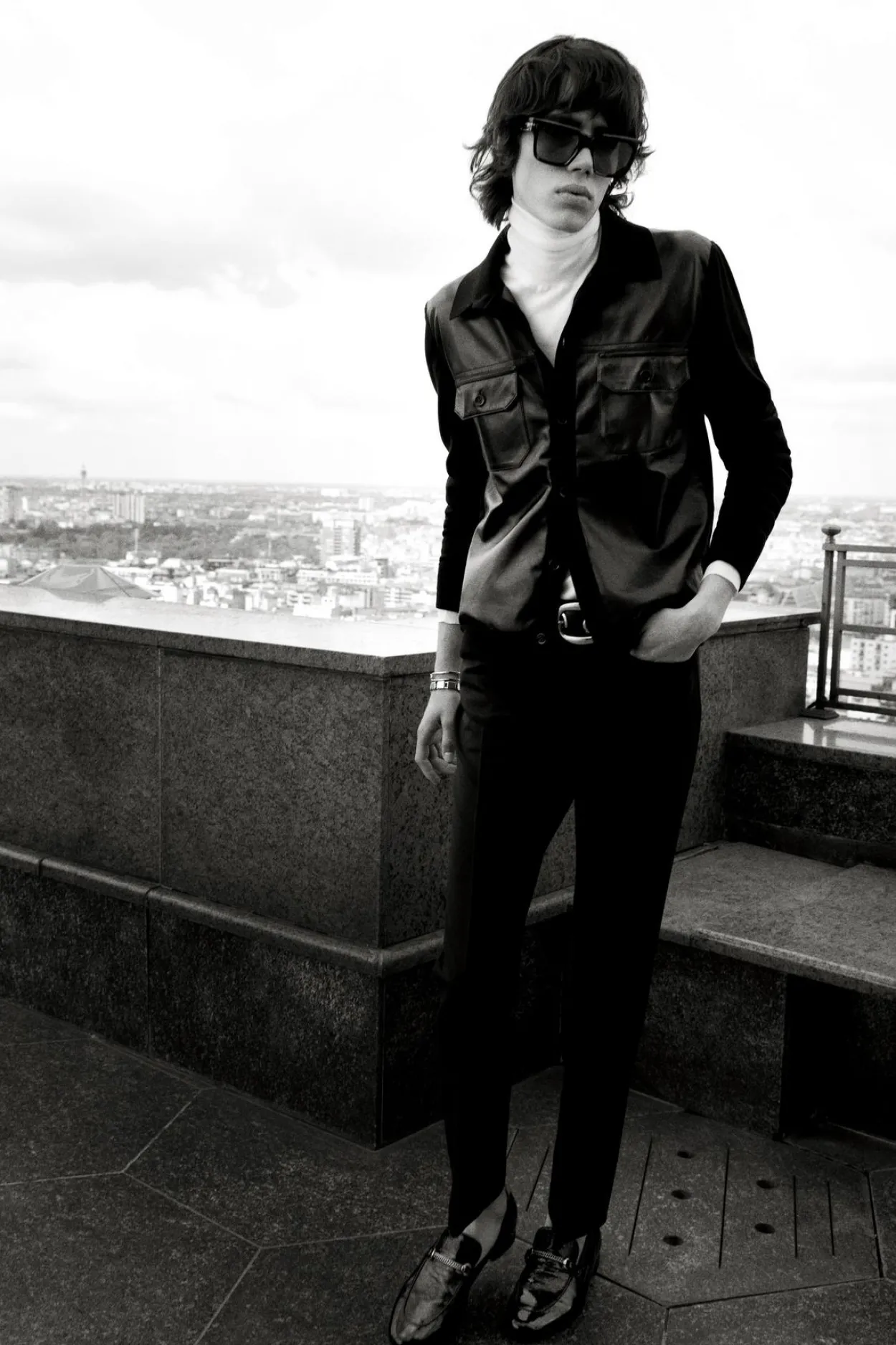 LEATHER FRONT SHIRT