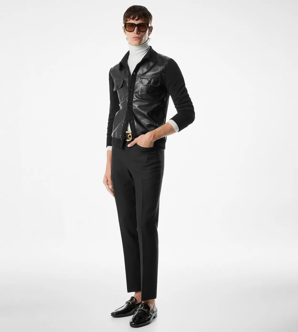 LEATHER FRONT SHIRT