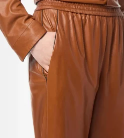 LIGHTWEIGHT GUANTERIA LEATHER PAJAMA PANTS WITH PIPING