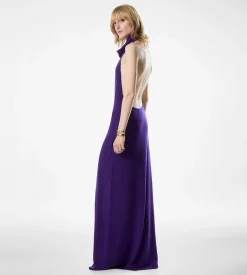 LONG HALTERNECK DRESS WITH POCKETS AND OPEN BACK