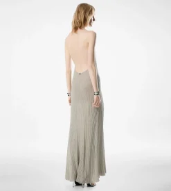 LONG HALTERNECK DRESS WITH OPEN BACK AND TOM FORD METAL PLAQUE