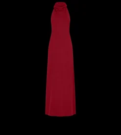 LONG HALTERNECK DRESS WITH POCKETS AND OPEN BACK