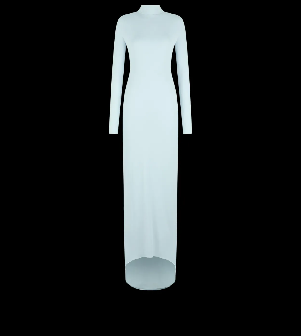 LONG SLEEVE ASYMMETRIC EVENING DRESS WITH TWISTED BACK