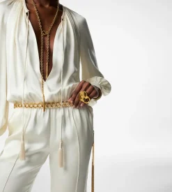 LONG SLEEVE GATHERED JUMPSUIT