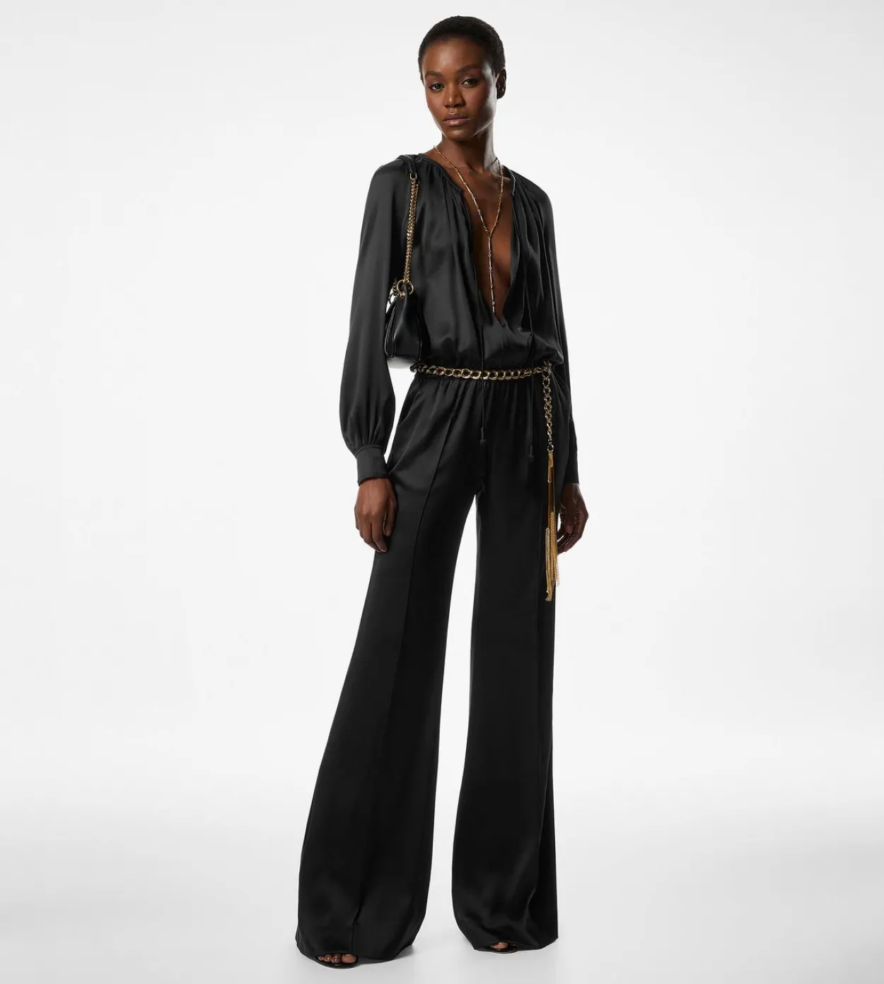 LONG SLEEVE GATHERED JUMPSUIT