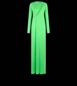 LONG SLEEVE SLASH FRONT EVENING DRESS