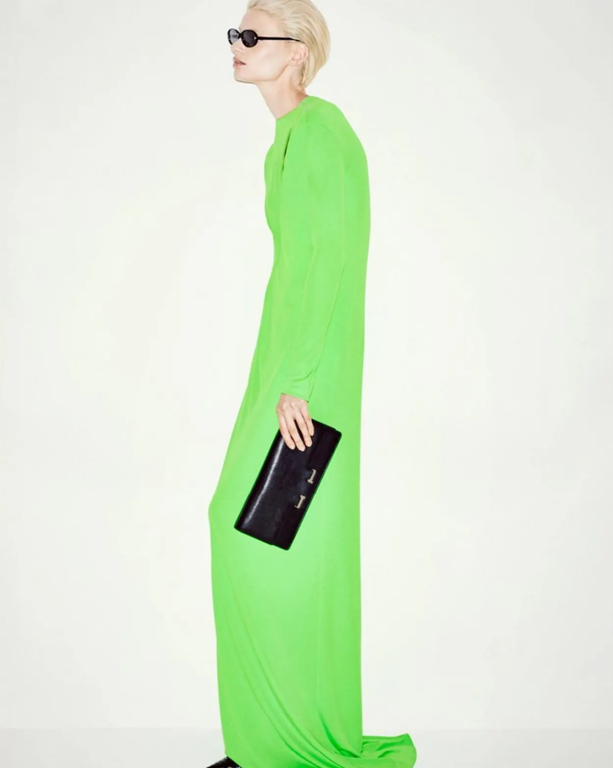 LONG SLEEVE SLASH FRONT EVENING DRESS