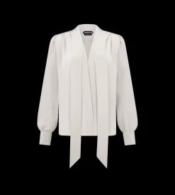 LONG SLEEVE V-NECK LAVALLIERE BLOUSE