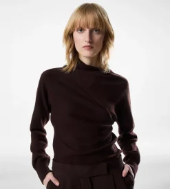 LONG SLEEVE WRAP COLLAR KNIT
