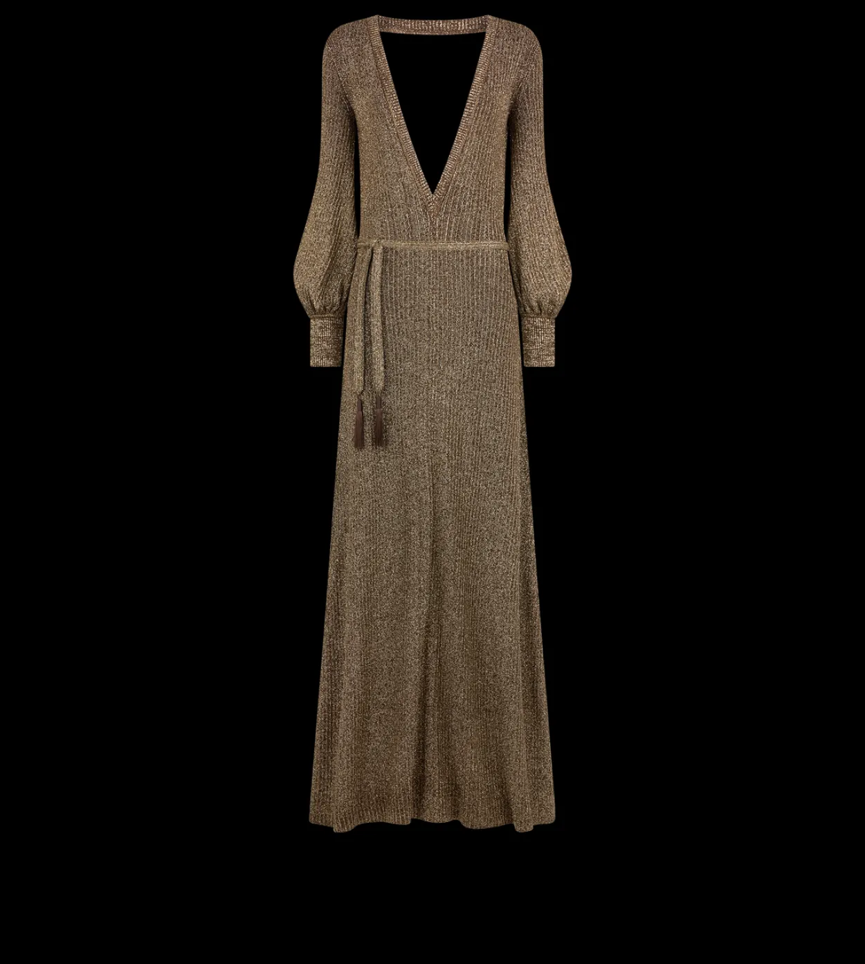 LONG V-NECK DRESS WITH OPEN BACK