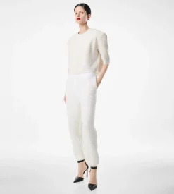 MERINO CASHMERE CREWNECK T-SHIRT WITH SILK CHENILLE EMBOSSED PYTHON DETAIL