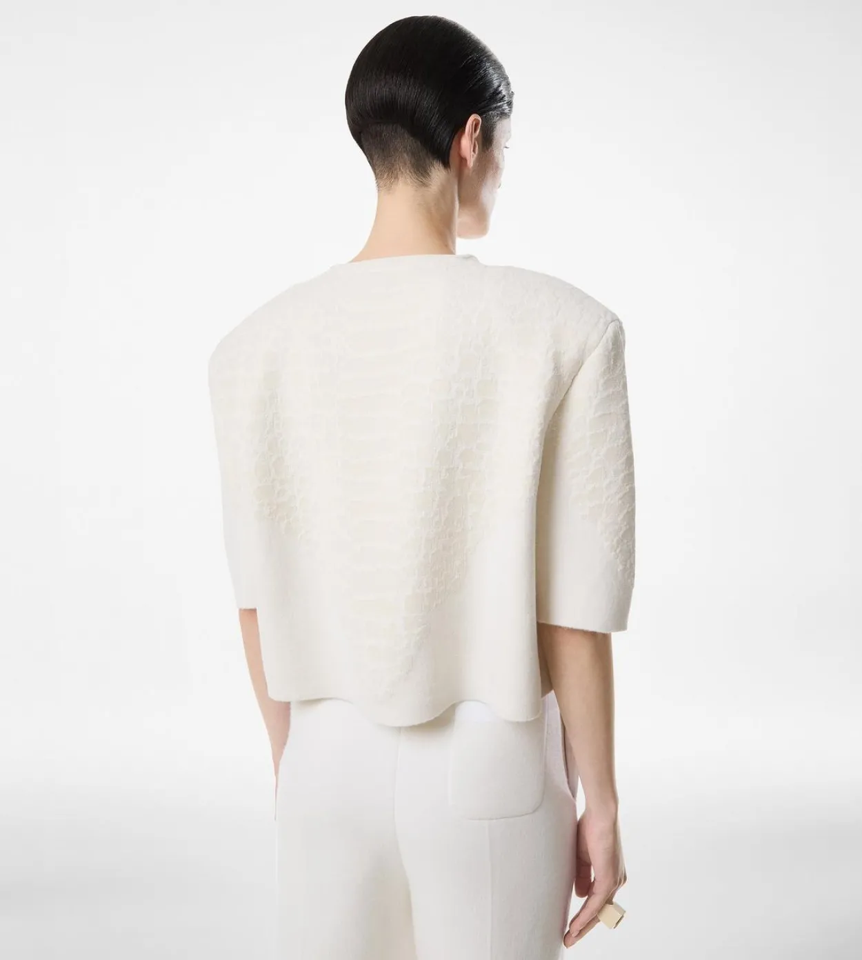 MERINO CASHMERE CREWNECK T-SHIRT WITH SILK CHENILLE EMBOSSED PYTHON DETAIL