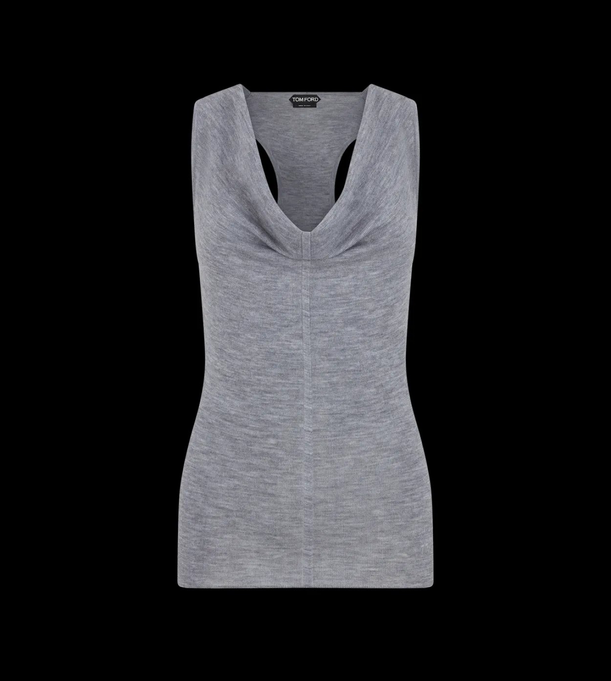 MERINO WOOL RIB KNIT COWL COLLAR TANK TOP
