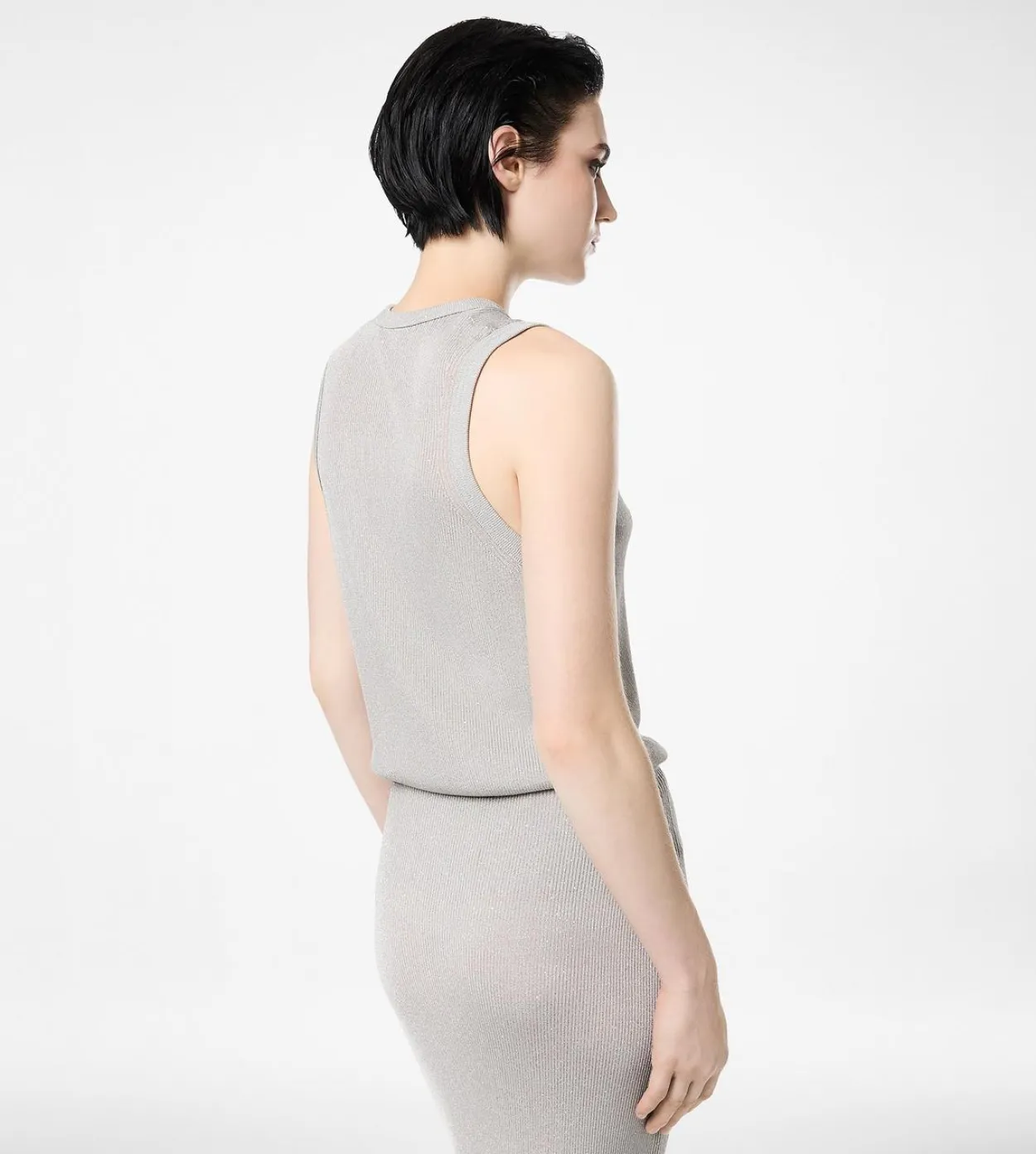 MICRO SEQUINS EMBELLISHED RIB RELAXED TANK