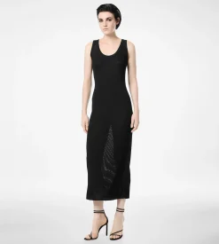 MICRO SEQUINS EMBELLISHED RIB MID-LENGTH TANK DRESS