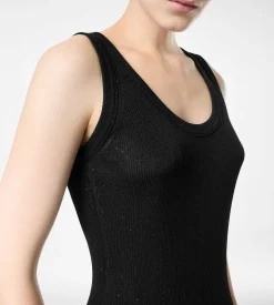 MICRO SEQUINS EMBELLISHED RIB MID-LENGTH TANK DRESS