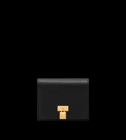 NATURAL GRAIN LEATHER PADLOCK COMPACT WALLET