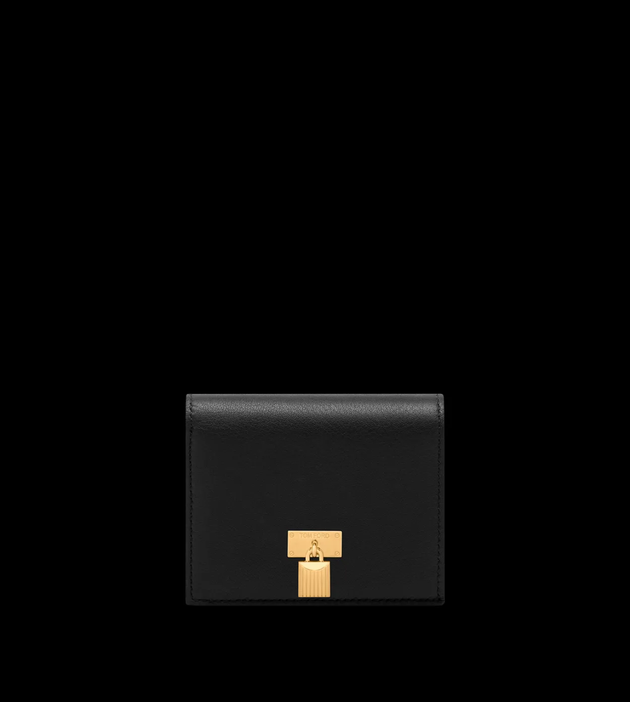 NATURAL GRAIN LEATHER PADLOCK COMPACT WALLET