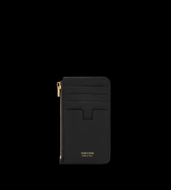 NATURAL GRAIN LEATHER PADLOCK ZIPPED CARD HOLDER