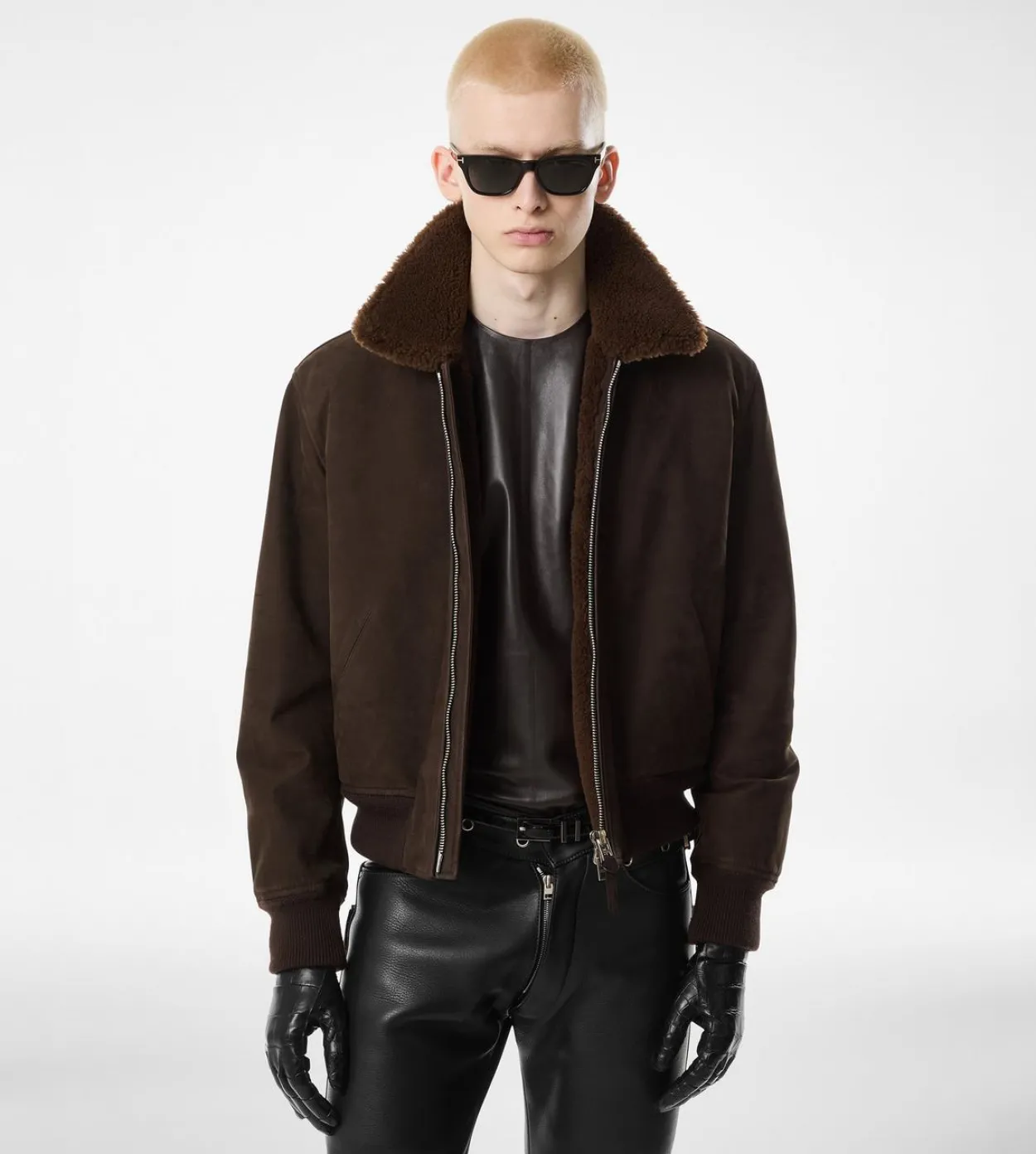 NUBUCK SHEARLING FLIGHT BOMBER