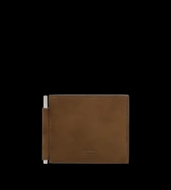 NUBUCK T LINE MONEY CLIP WALLET