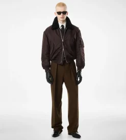 NYLON SHEARLING COLLAR FLIGHT BOMBER