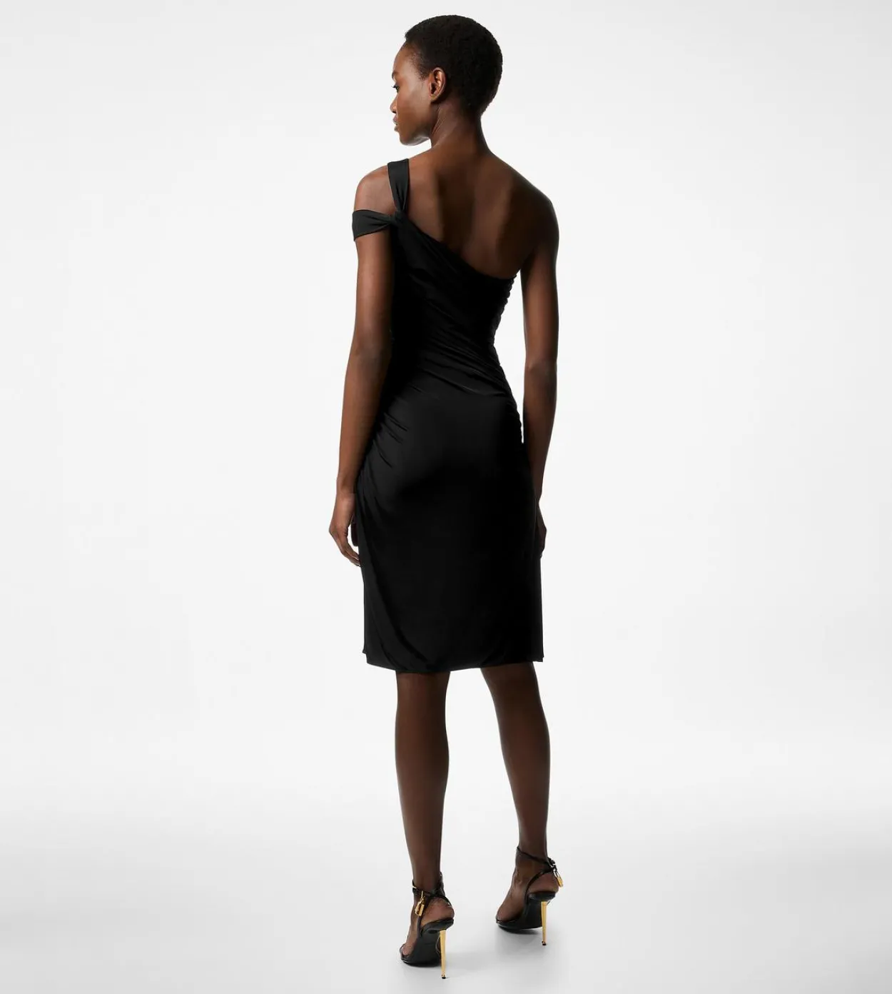 ONE SHOULDER TWIST FRONT COCKTAIL DRESS