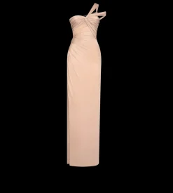 ONE SHOULDER TWIST FRONT EVENING DRESS