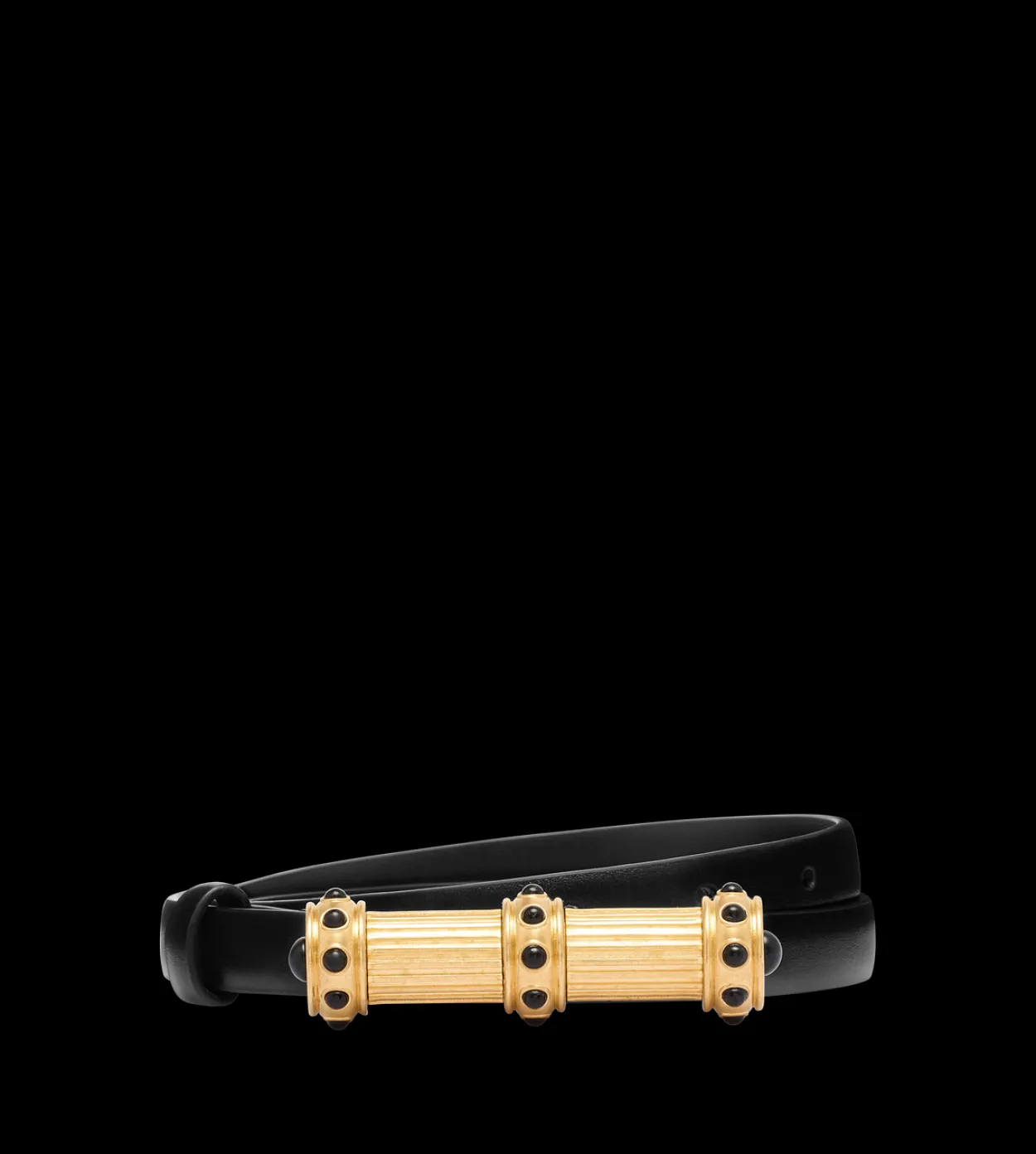 PALMELLATO-EFFECT LEATHER CABOCHON BELT