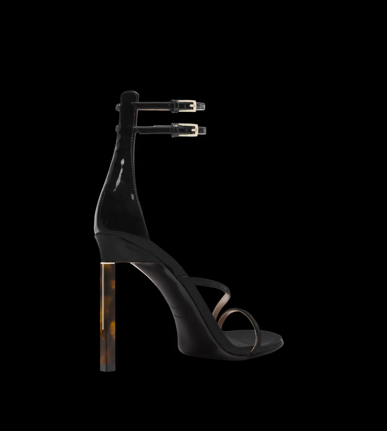 PATENT LEATHER ANKLE STRAP SANDAL
