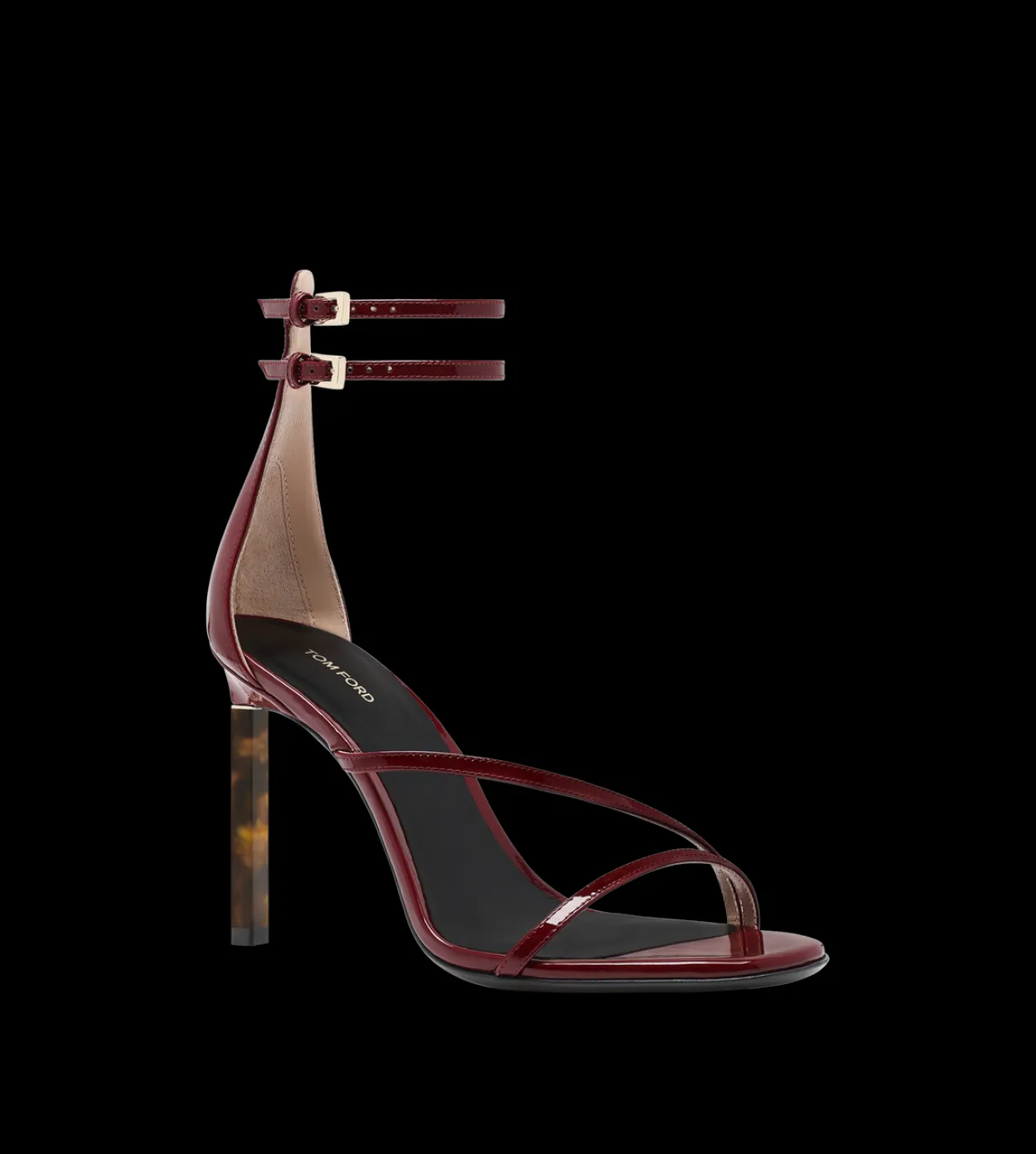 PATENT LEATHER ANKLE STRAP SANDAL