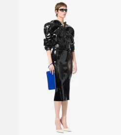 PATENT LEATHER BLADE ZIPPED WRISTLET POUCH