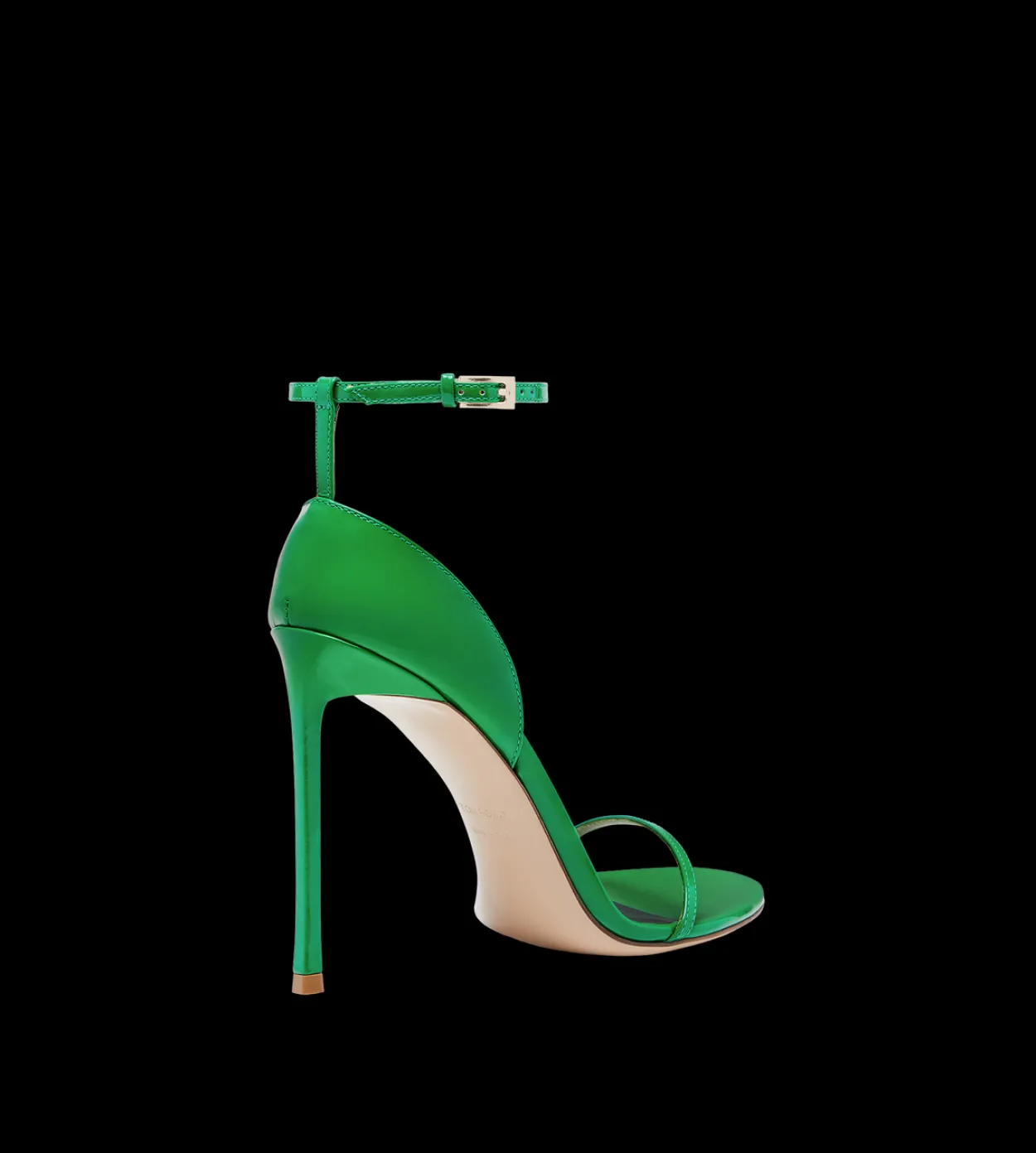 PATENT LEATHER VERTIGO ANKLE STRAP SANDAL