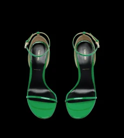 PATENT LEATHER VERTIGO ANKLE STRAP SANDAL