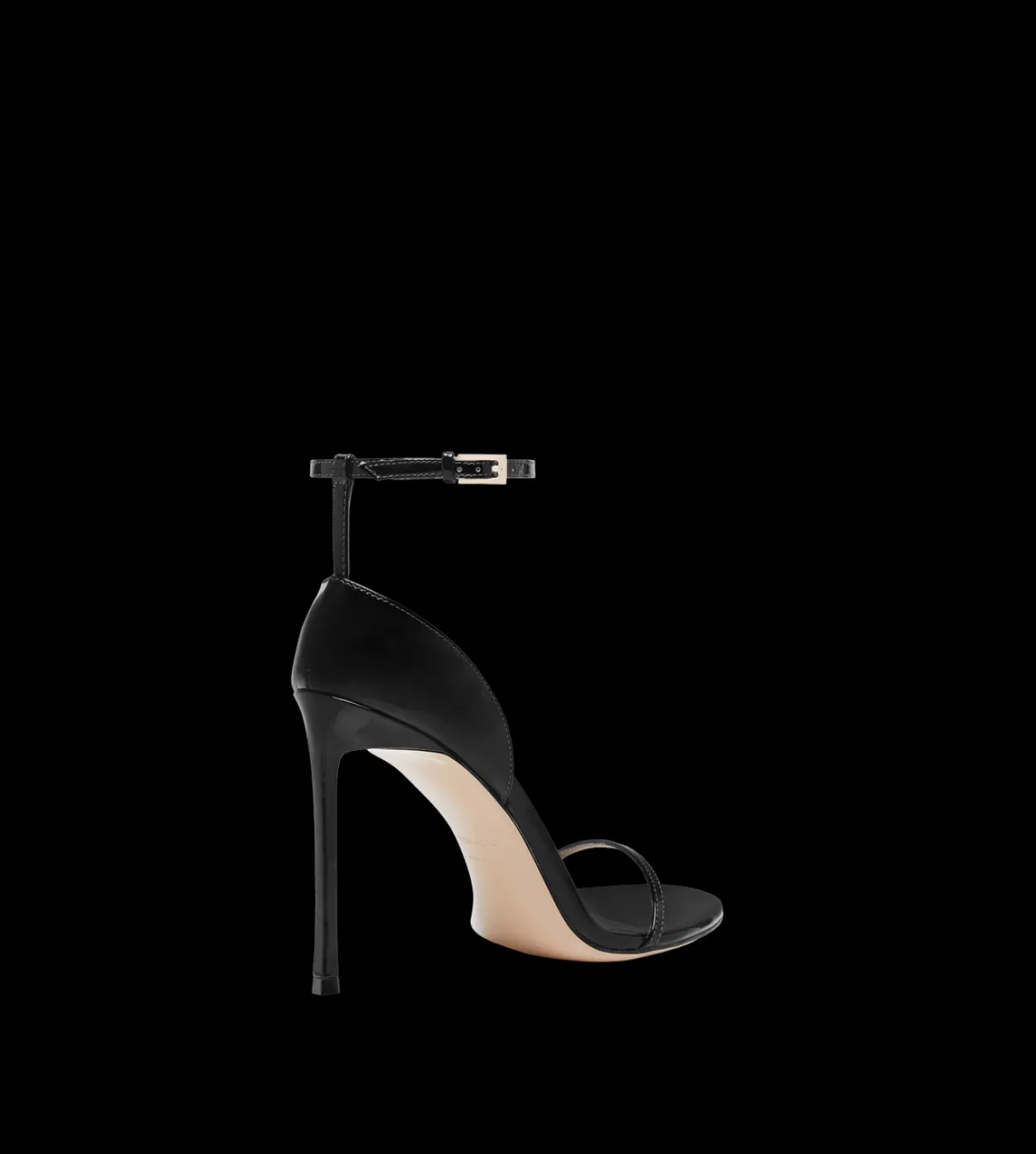 PATENT LEATHER VERTIGO ANKLE STRAP SANDAL