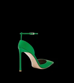 PATENT LEATHER VERTIGO ANKLE STRAP PUMP