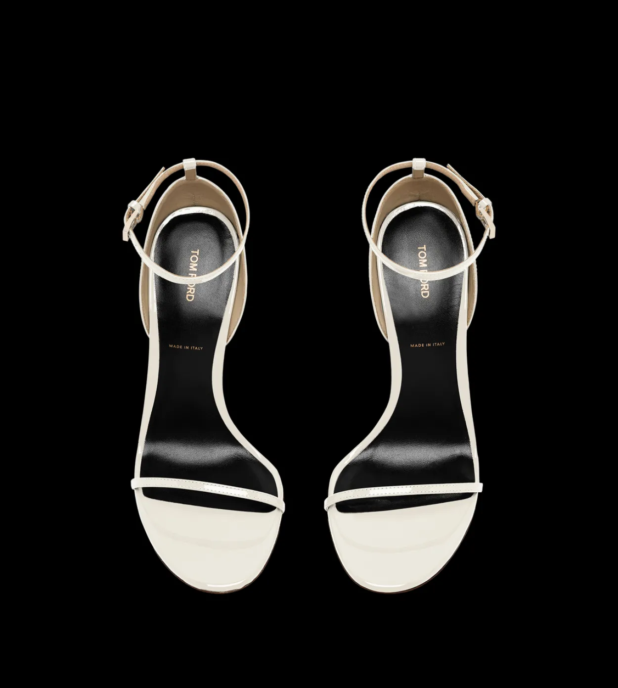 PATENT LEATHER VERTIGO ANKLE STRAP SANDAL