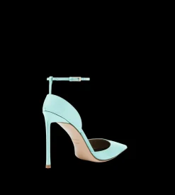 PATENT LEATHER VERTIGO ANKLE STRAP PUMP