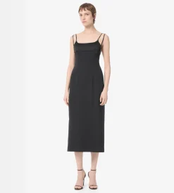 PENCIL DRESS WITH LEATHER STRAPS