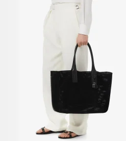 PERFORATED CASHMERE SUEDE T-LINE EAST-WEST TOTE