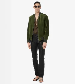 PERFORATED CASHMERE SUEDE BOMBER