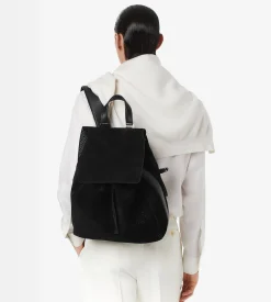 PERFORATED CASHMERE SUEDE T-LINE FLAP BACKPACK