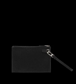 PERFORATED LEATHER MINIMAL SLIM POUCH WITH WRISTLET