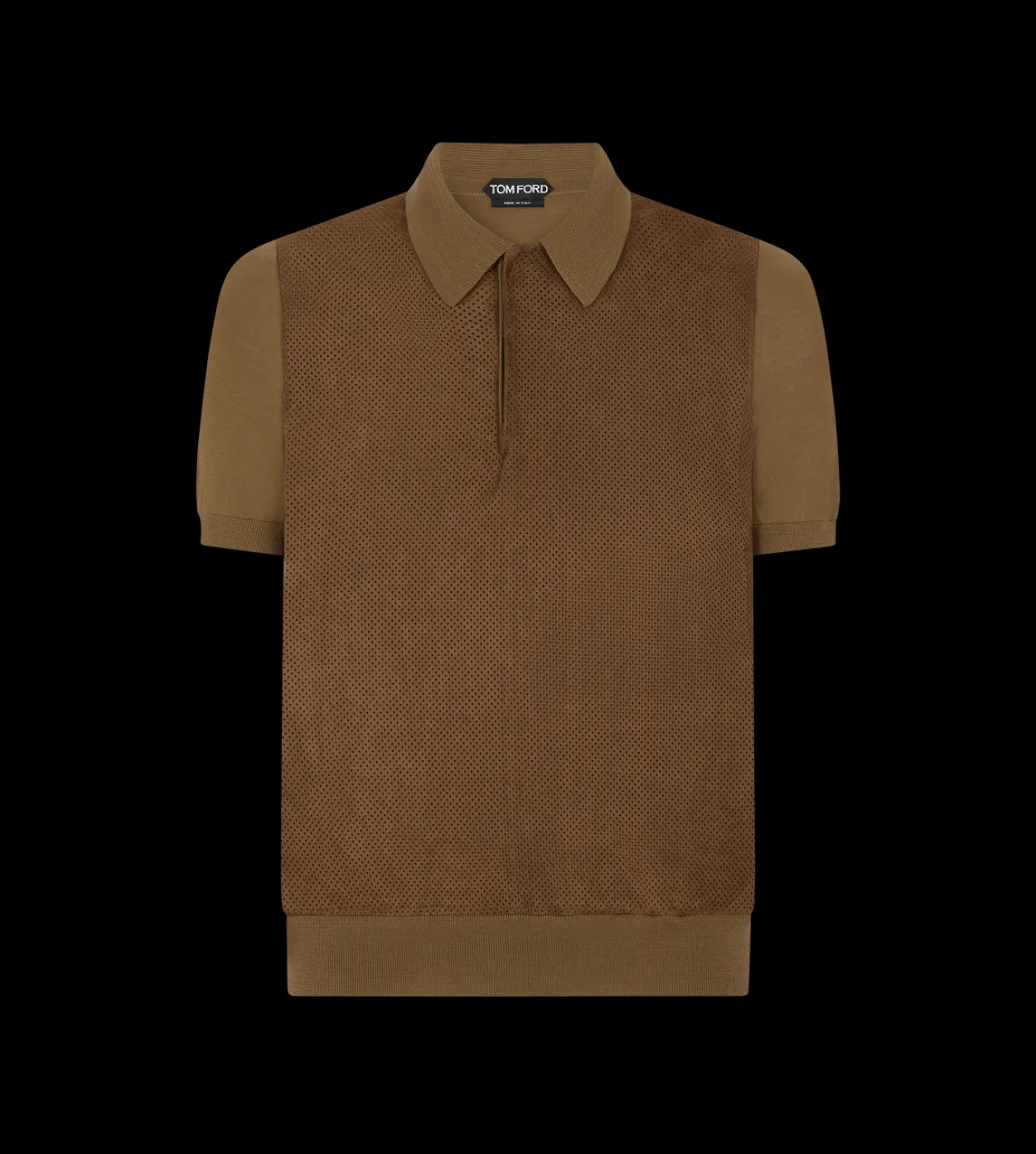 PERFORATED SUEDE AND MERINO POLO