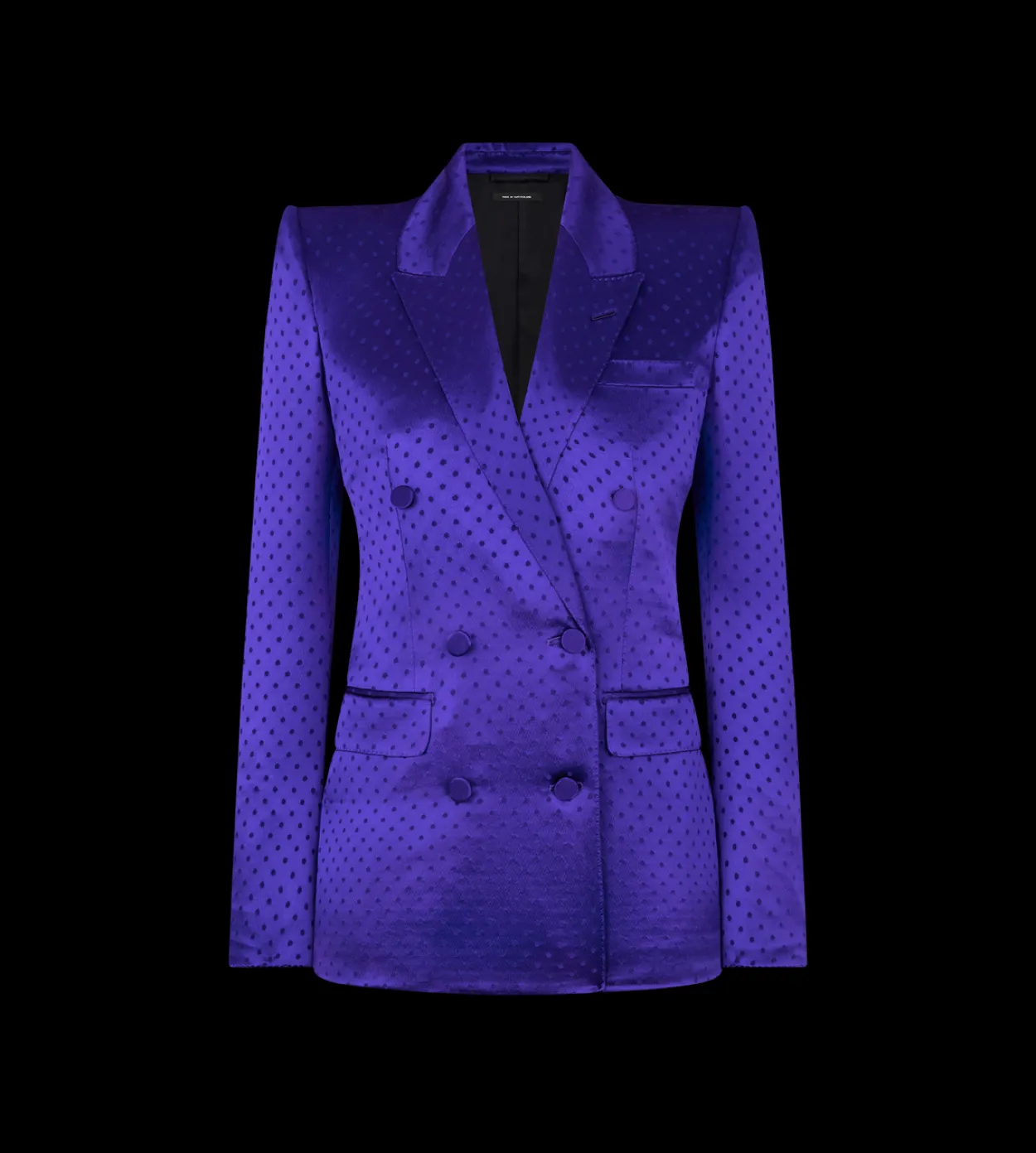 POLKA DOT JACQUARD DOUBLE BREASTED PEAK LAPEL JACKET