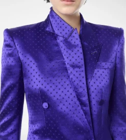 POLKA DOT JACQUARD DOUBLE BREASTED PEAK LAPEL JACKET