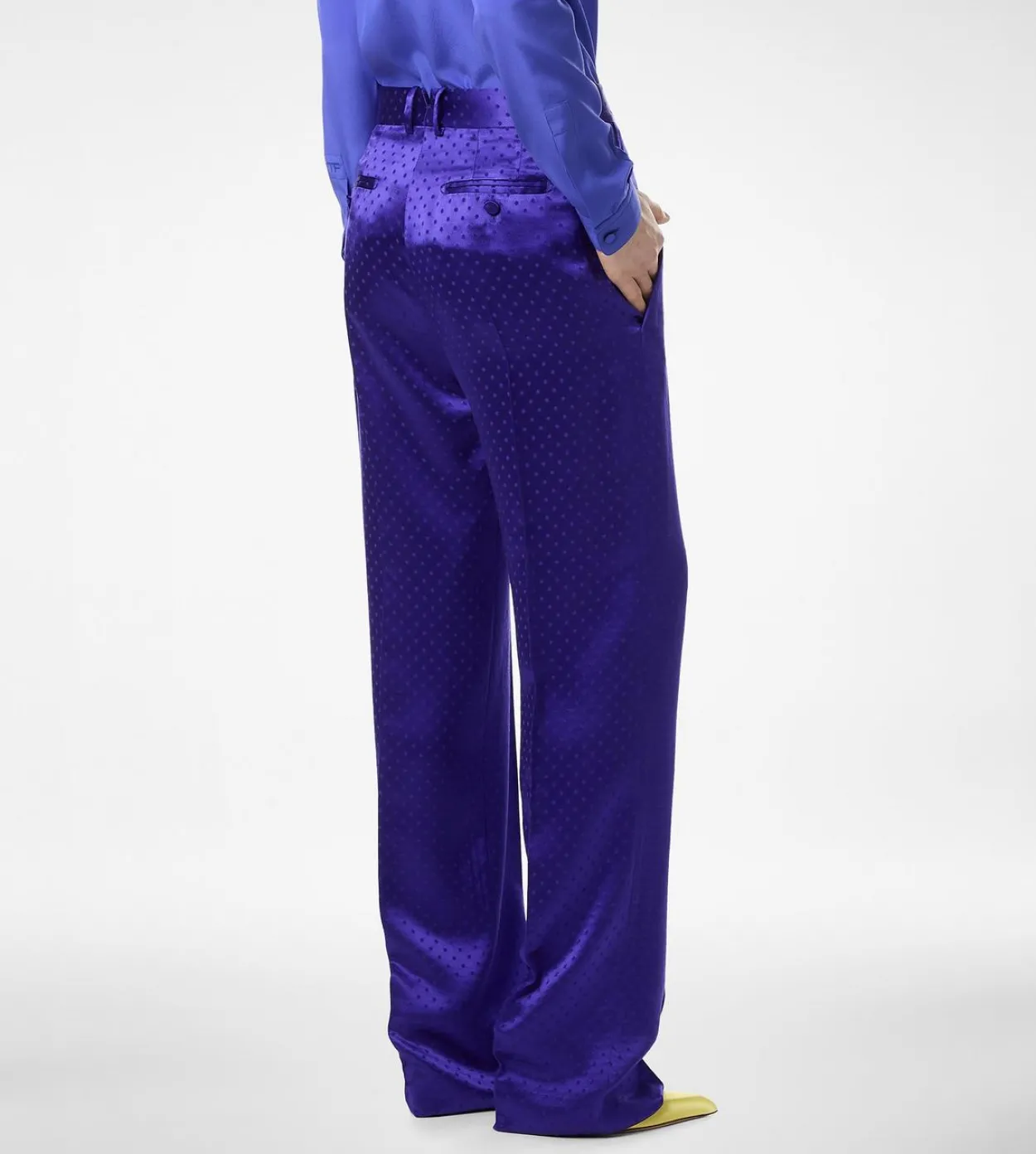 POLKA DOT JACQUARD PLEATED STRAIGHT PANTS